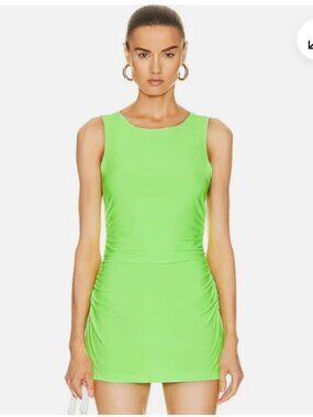 NWOT NORMA KAMALI Sleeveless Pickleball Mini Dress in Neon Green Size Medium